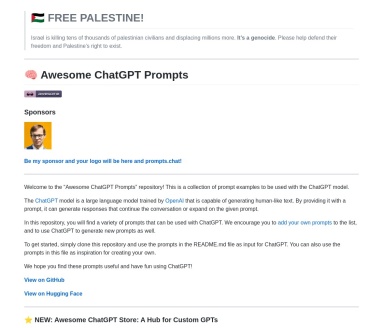 Awesome ChatGPT Prompts:ChatGPT Prompts集合(prompts.chat) - AI工具