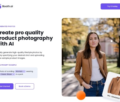 Booth AI product interface showing AI-generated lifestyle product photography